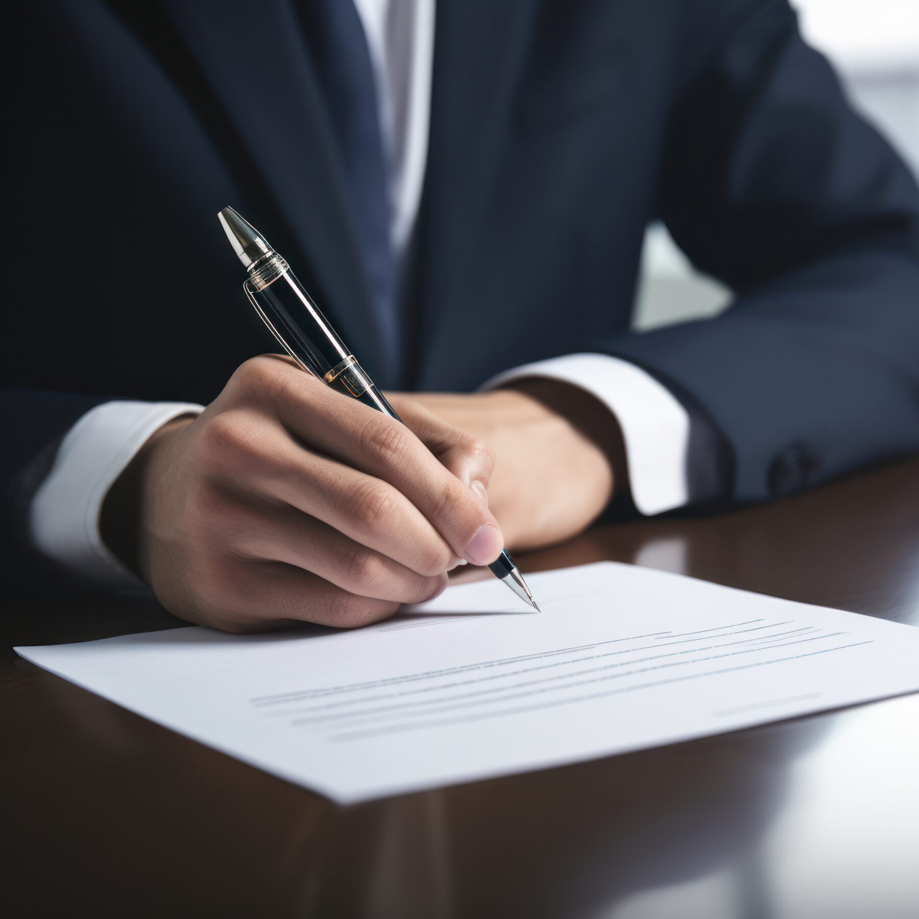 Businessman signs Paperwork